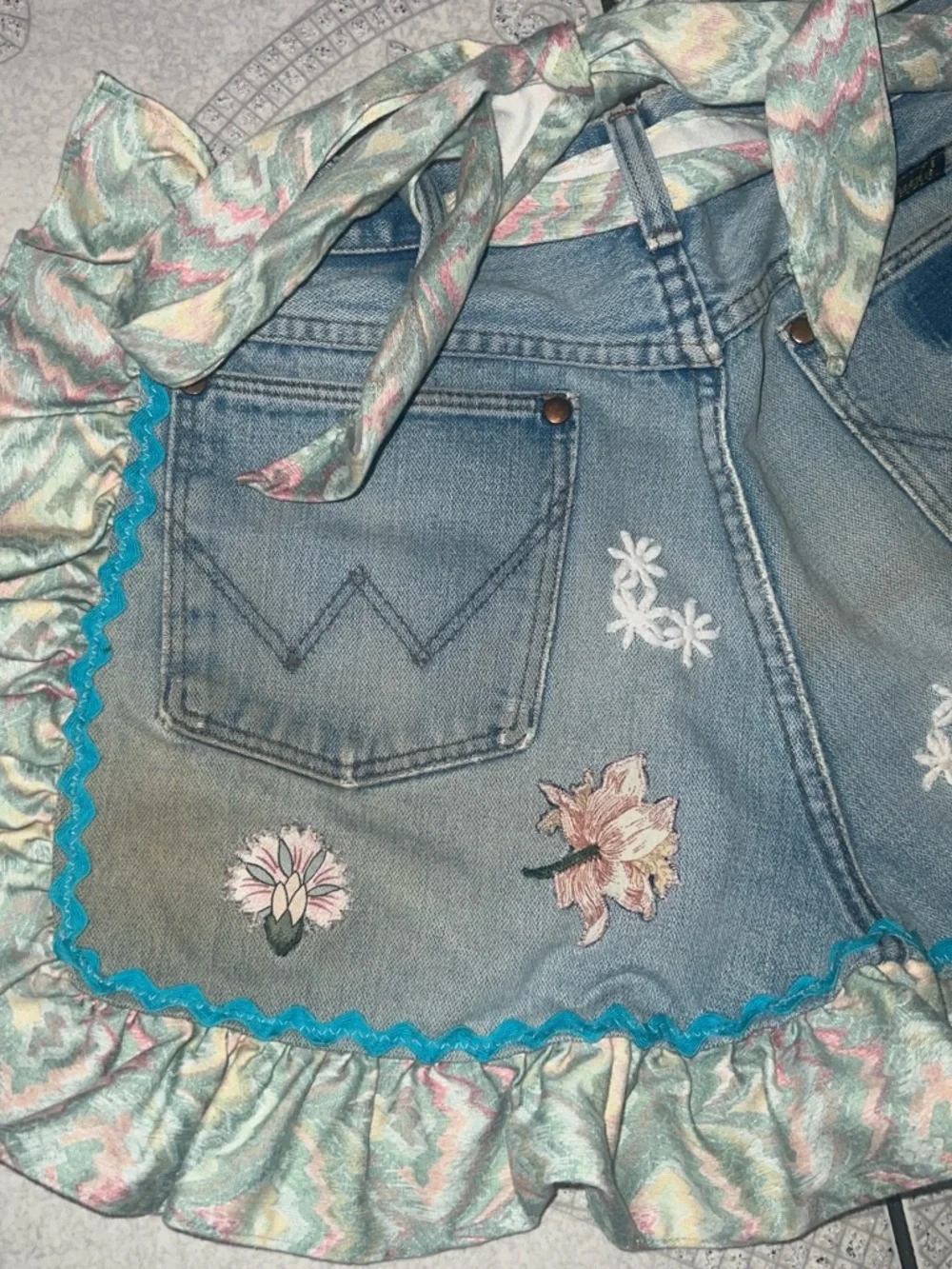 Vintage custom wrangler jean apron